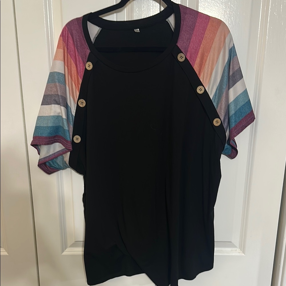 SOLD Multicolor Striped Sleeve Women's Top